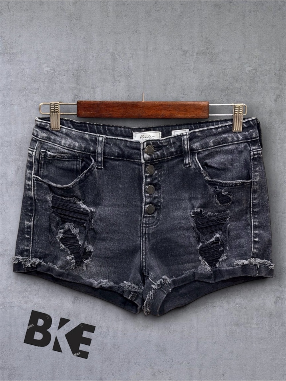 Kancan Black Destroyed Frayed Shorts Women's Size 30